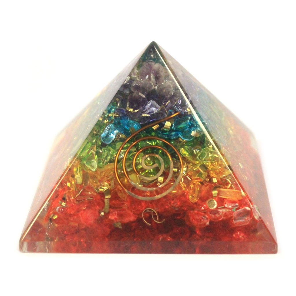 Lrg Orgonite Pyramid 70mm Chakra Gemchips Jurassic Jacks Fossil Shack